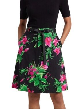 NWT 12P Maximo Petite Hawaiian Hibiscus Floral Skirt Summer Women’s Party